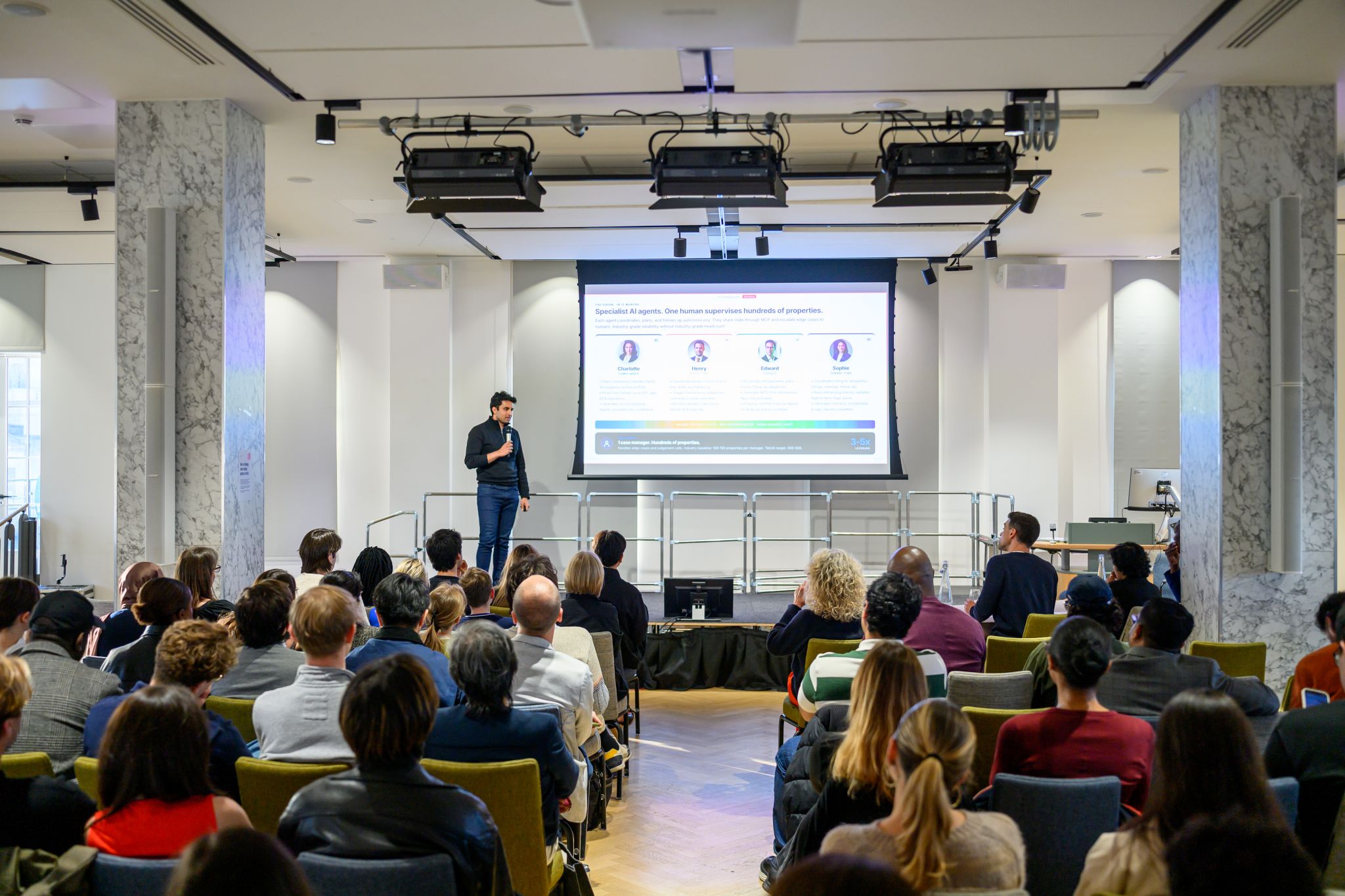 Aamir Faaiz pitching Tekniti AI at the Soyoye Entrepreneurship Prize